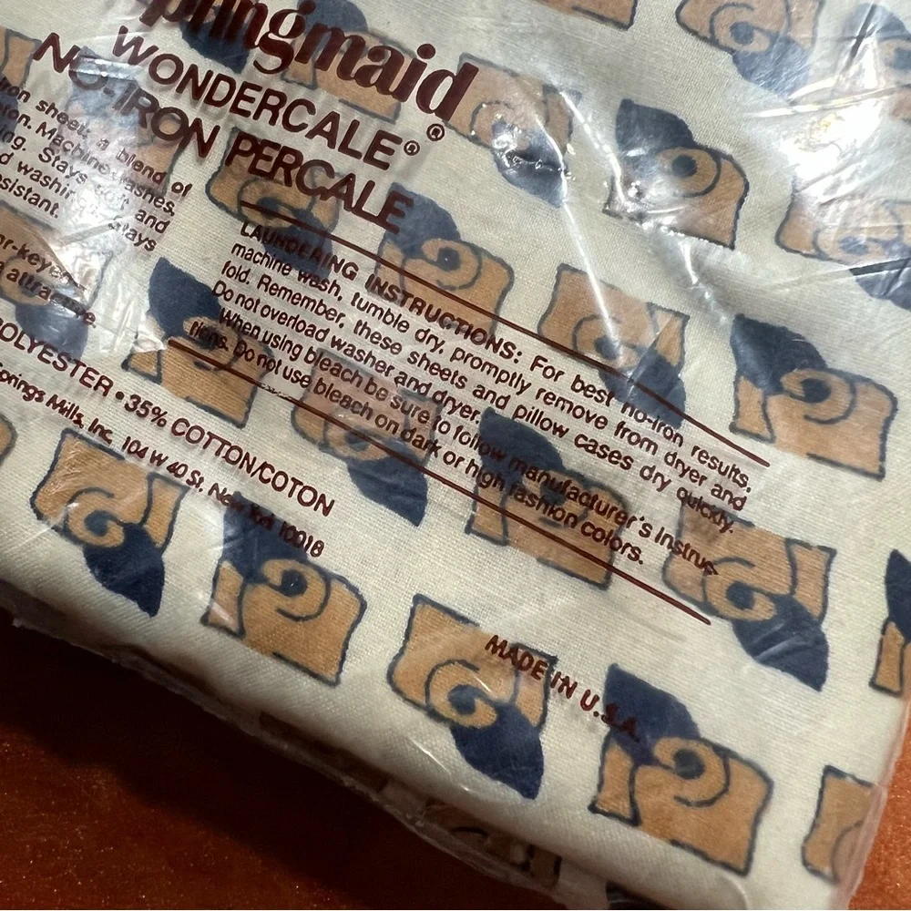 Vintage NWT Springmaid Windercale No Iron Percale Pillowcases blue tan white